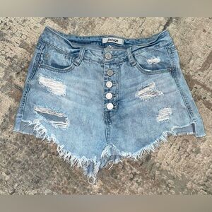 Refuge Light Blue Frayed Jean Shorts size 4